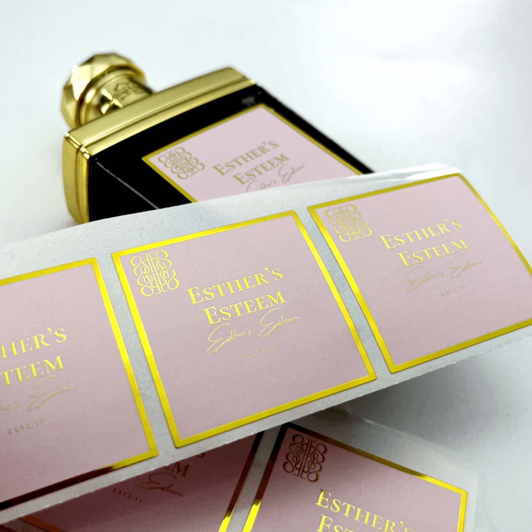 Custom Gold Foil Stamped Perfume Labels